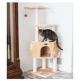 Load image into Gallery viewer, Real Wood 3 Levels Cat Tower for Kittens 48 Height Beige